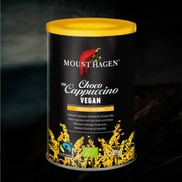 Mount Hagen: veganer Hafer-Cappuccino mit Schoko.