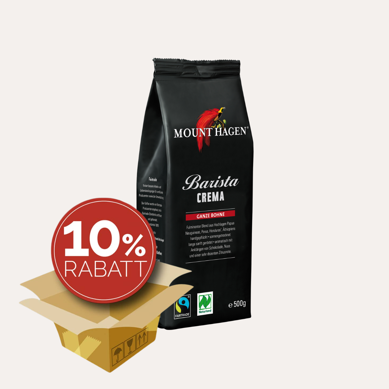 Mount Hagen Barista Crema Sparpaket, ganze Bohne 500 g, Bio & Fair