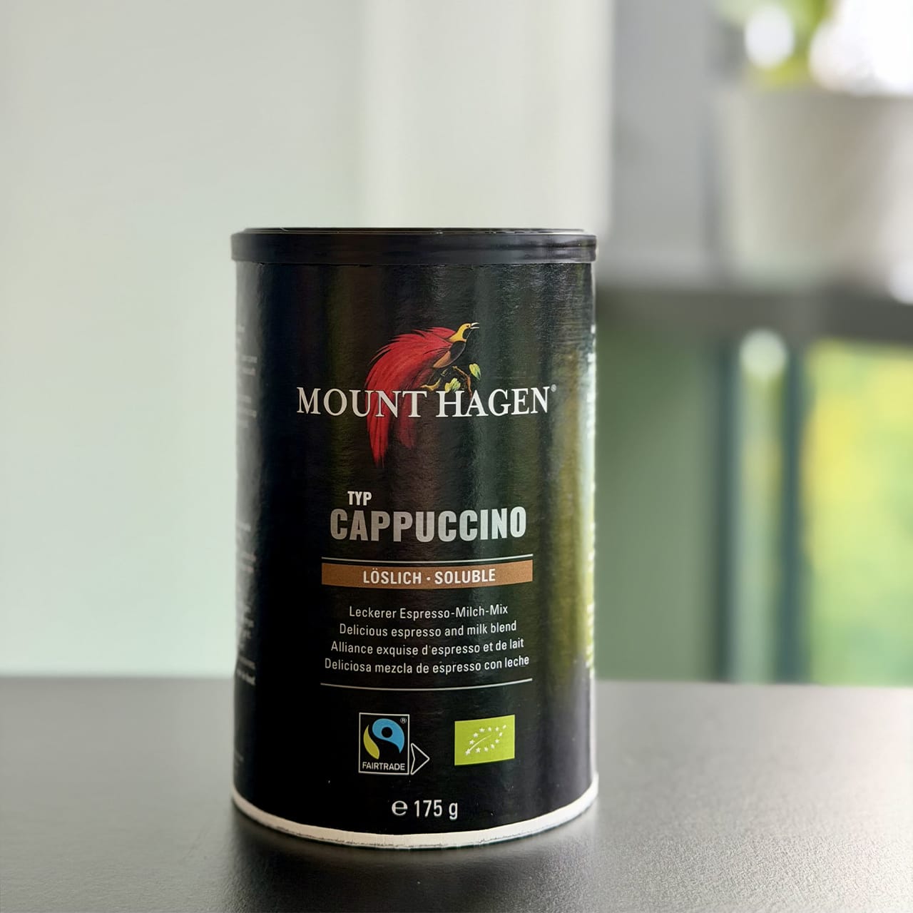 Getränkepulver mit löslichem Bohnenkaffee aus kontrolliert biologischem Anbau.