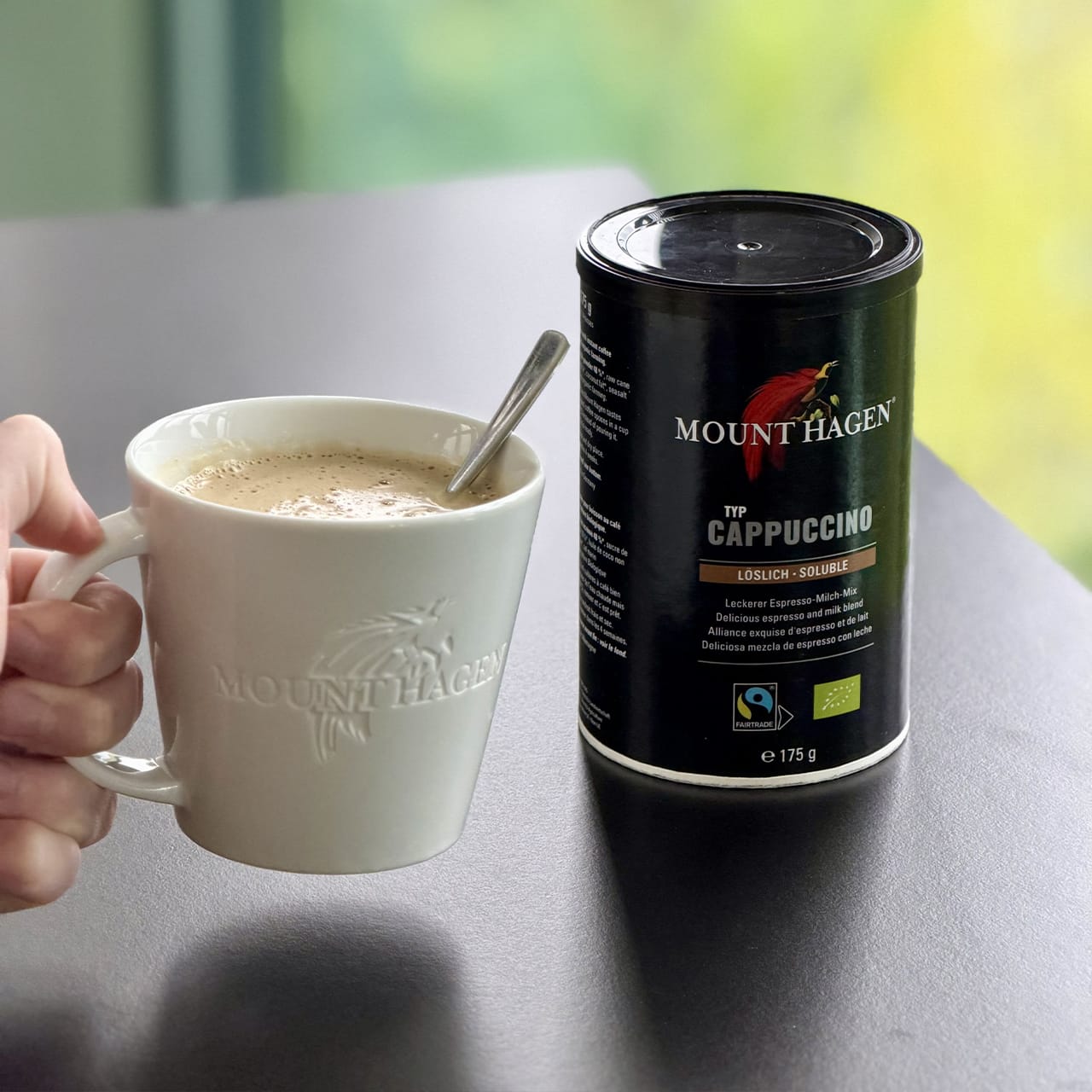 Getränkepulver mit löslichem Bohnenkaffee aus kontrolliert biologischem Anbau.